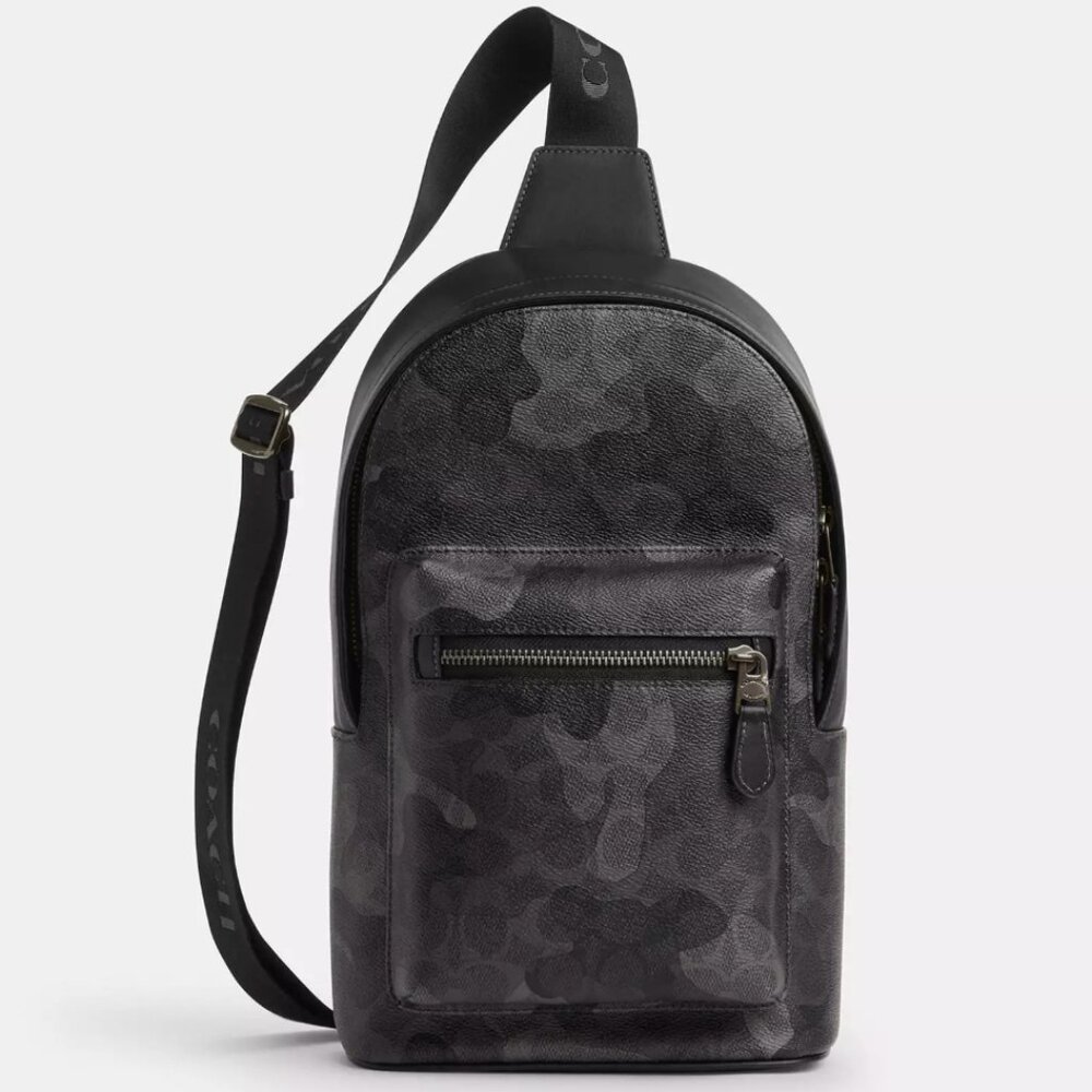NWT COACH West Pack In Signature Camo Print - CW312 Gunmetal/Grey Multi $350